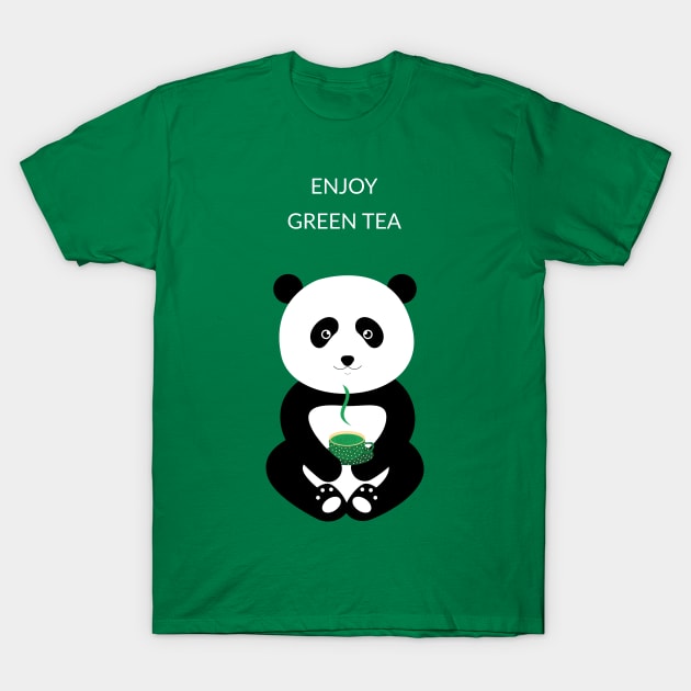 Panda and green tea T-Shirt by grafart